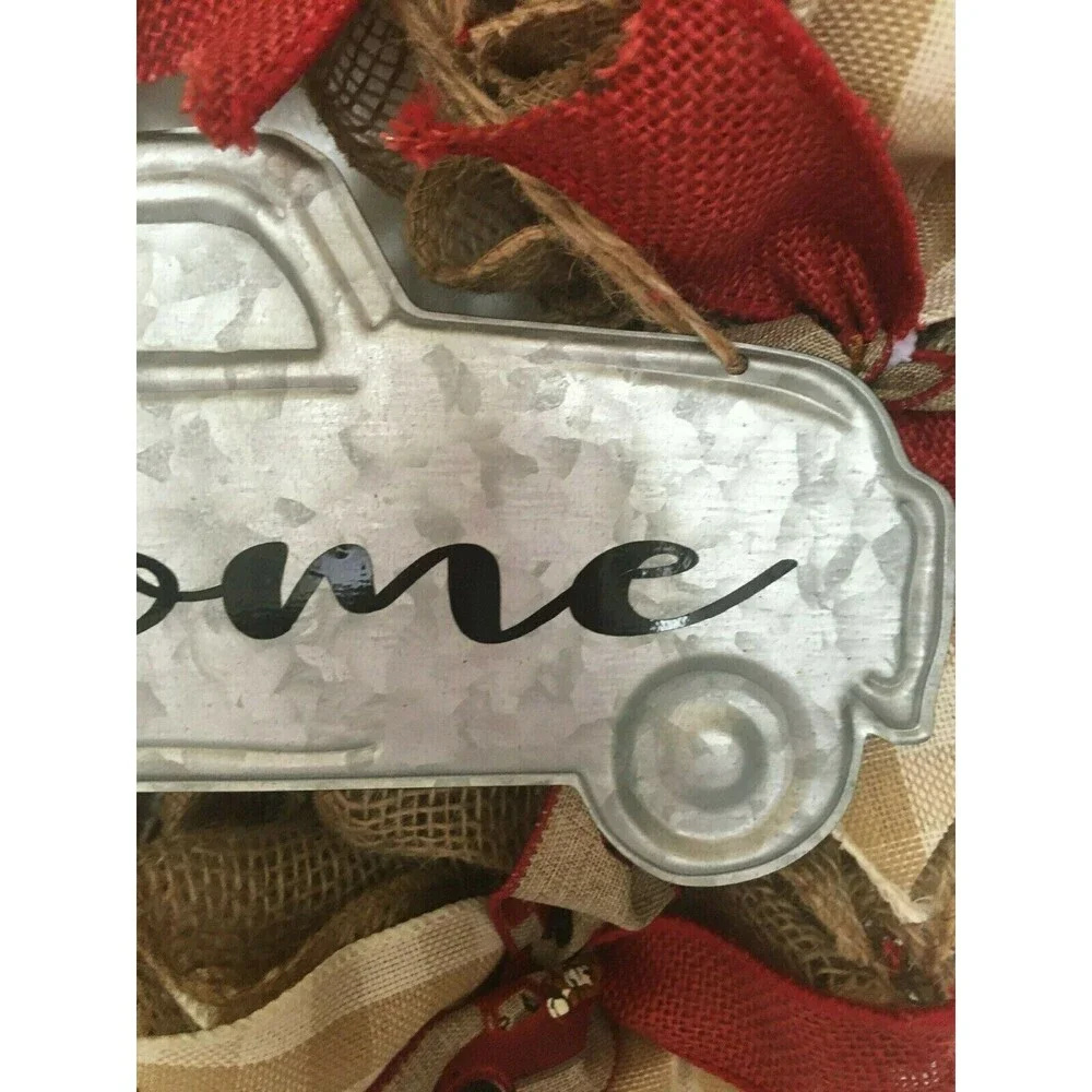 Fall Wreath Burlap Farmhouse Rustic Truck Welcome Sign Handmade